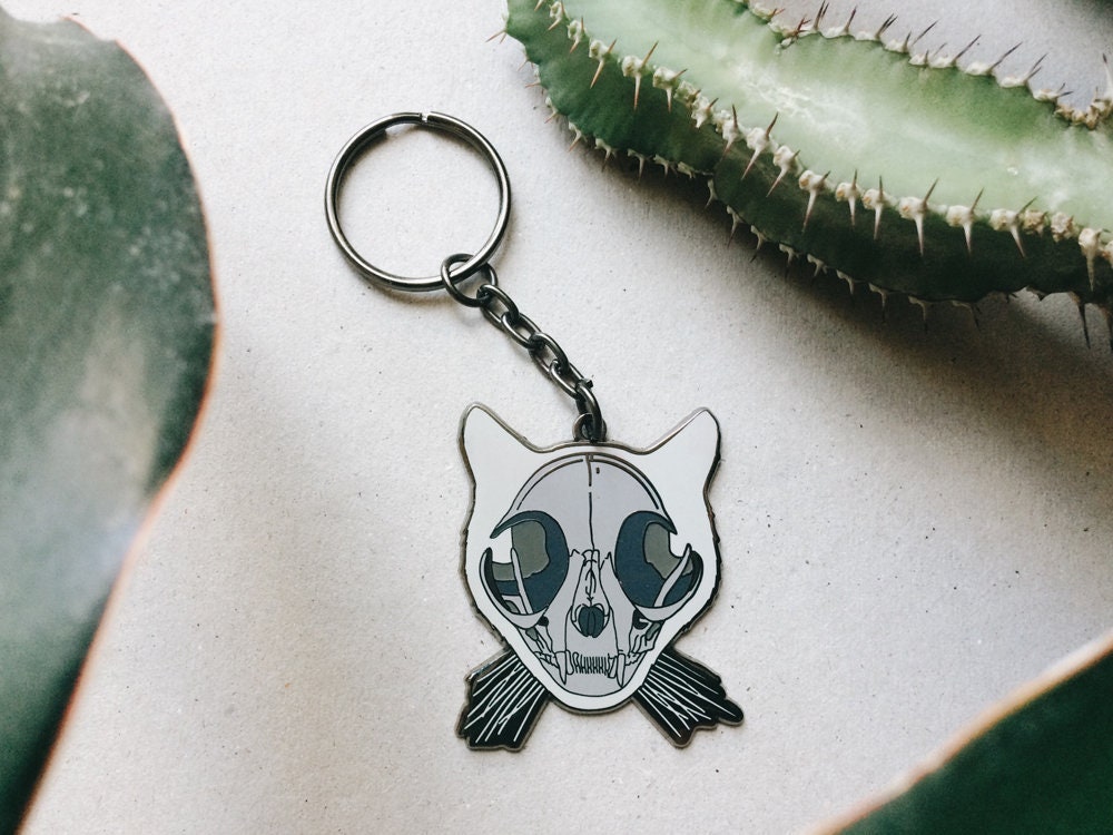 Metal cat keychain deals