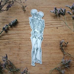 Adesivo de Esqueleto Apaixonado: Anatomia do Beijo, Presente de Dia dos Namorados, 3 tamanhos em Vinil Branco e Transparente