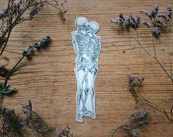 Skeleton Love Sticker: Kiss Anatomy, Valentines Day Gift, 3 sizes White and Transparent Vinyl