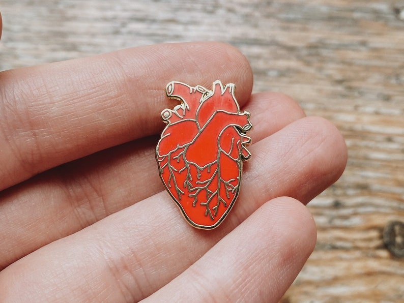 Enamel Pin Anatomical Heart Tiny Pin Red Medical Brooch for Doctors Graduation Gift Pin for Cardiologist Nurse I love you Pin image 4