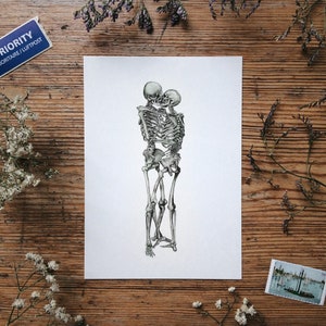 Set of ANY 2 Anatomy Postcard: Watercolor for Student, Wedding Vintage Card, Kiss Love Skeleton Ribs Floral Spine Lungs Heart Brain Kiss