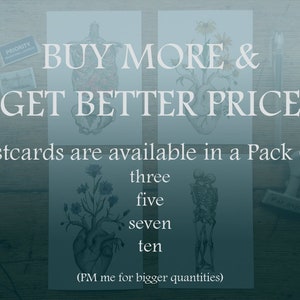 May include: A digital image showing a variety of vintage anatomical illustrations of the human body. The image includes a heart, skeleton, and lungs. The text on the image reads "BUY MORE & GET BETTER PRICE Postcards are available in a Pack Of: three five seven ten (PM me for bigger quantities)"