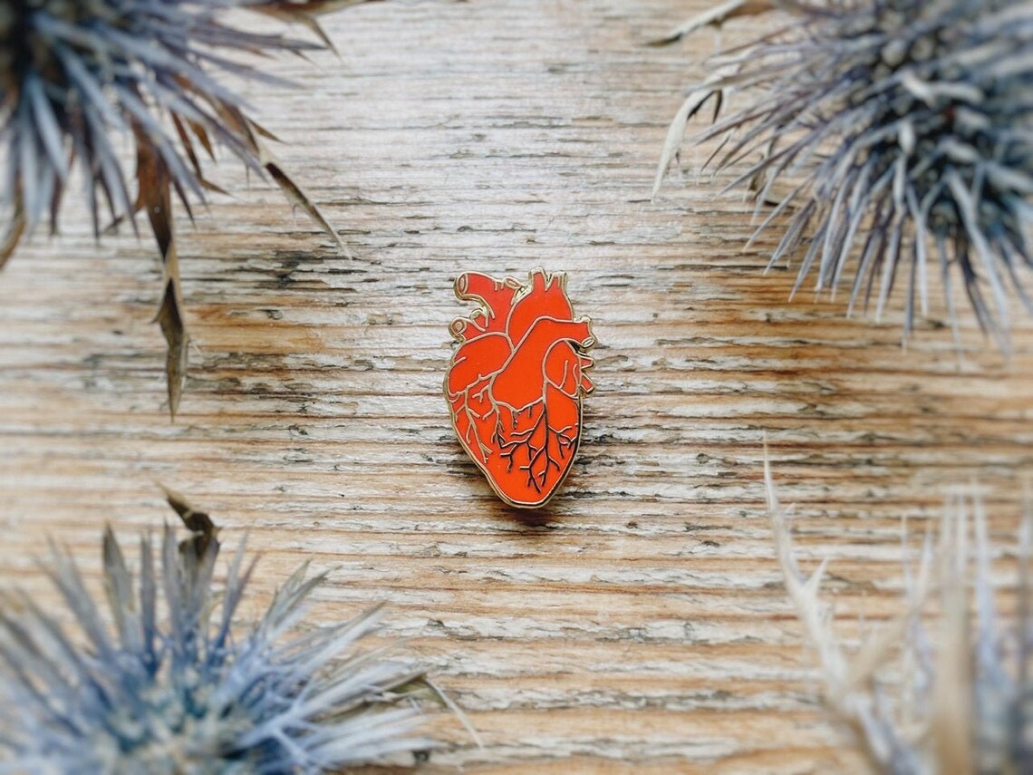 Enamel Pin Anatomical Heart Tiny Pin Red Medical Brooch for Doctors ...