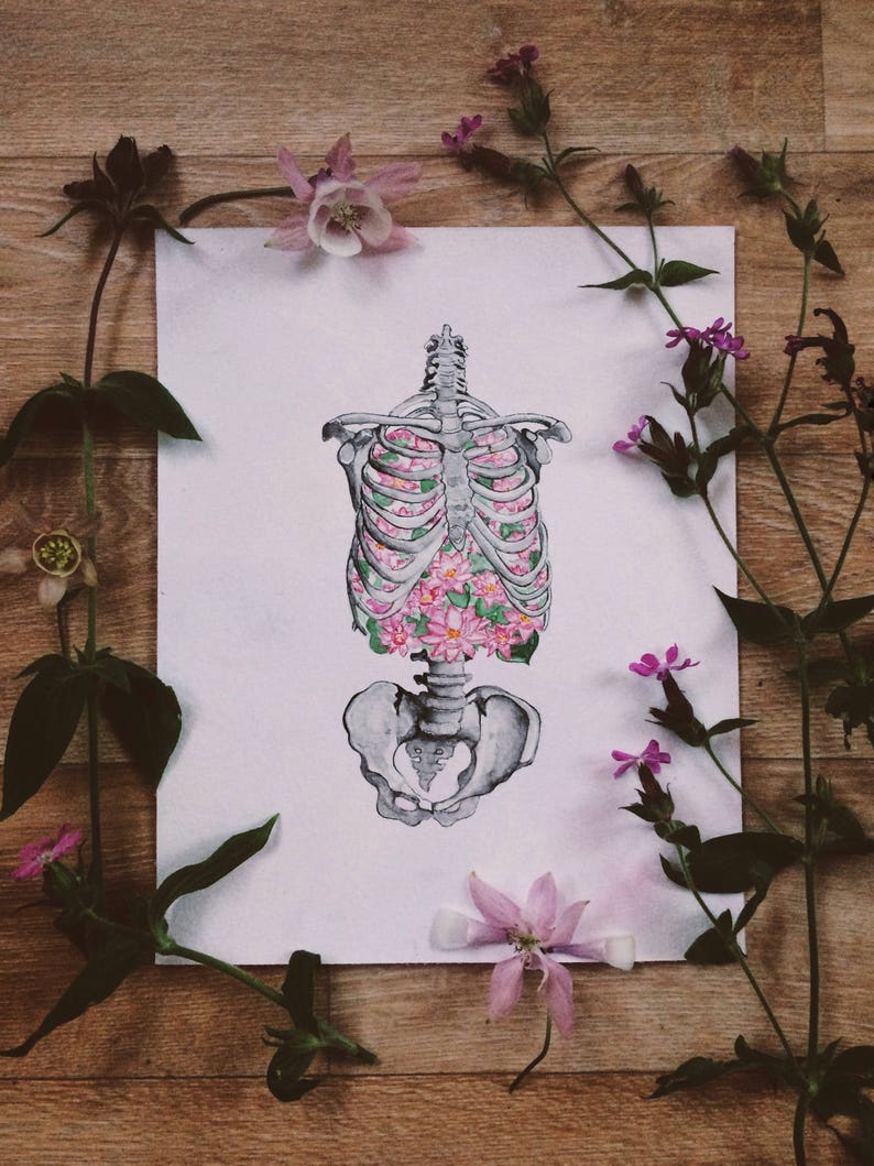 Rib Cage Anatomy Painting | Christmas Fairytale Gift Lung Skeleton ...