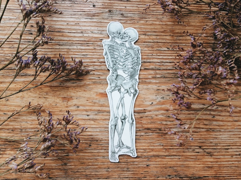 Imán de beso de esqueleto / Acuarela anatómica, regalo de boda de Halloween imagen 2