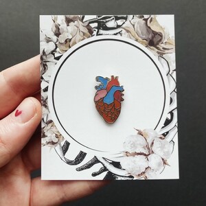 Set of Anatomical Human Heart Enamel Pin: Medical Anatomy Pin, Valentines Day Nurse Gift Doctor Graduation, Green Red Black White image 6
