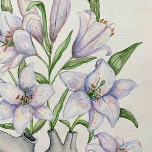 Anatomiskt hjärta med liljor akvarellmålning: Blommig läkarmottagningsdekor bild 5