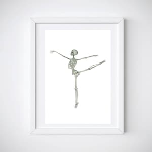 Ballerina Skeleton Painting PRINT: Anatomy of Dance, Ballet Dancer Wall Art, Arabesque Decor