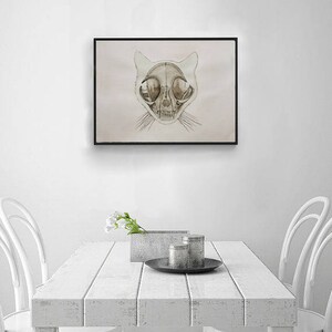 Original Cat Skull Watercolor Painting: Kitty Skeleton Anatomy Artwork image 5