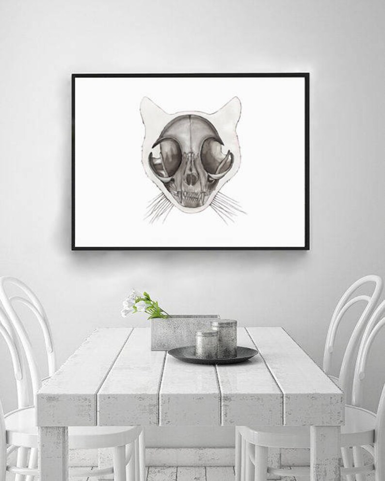 Cat Skull Print: Animal Skeleton, Anatomical Wall Art, Veterinarian Poster image 6