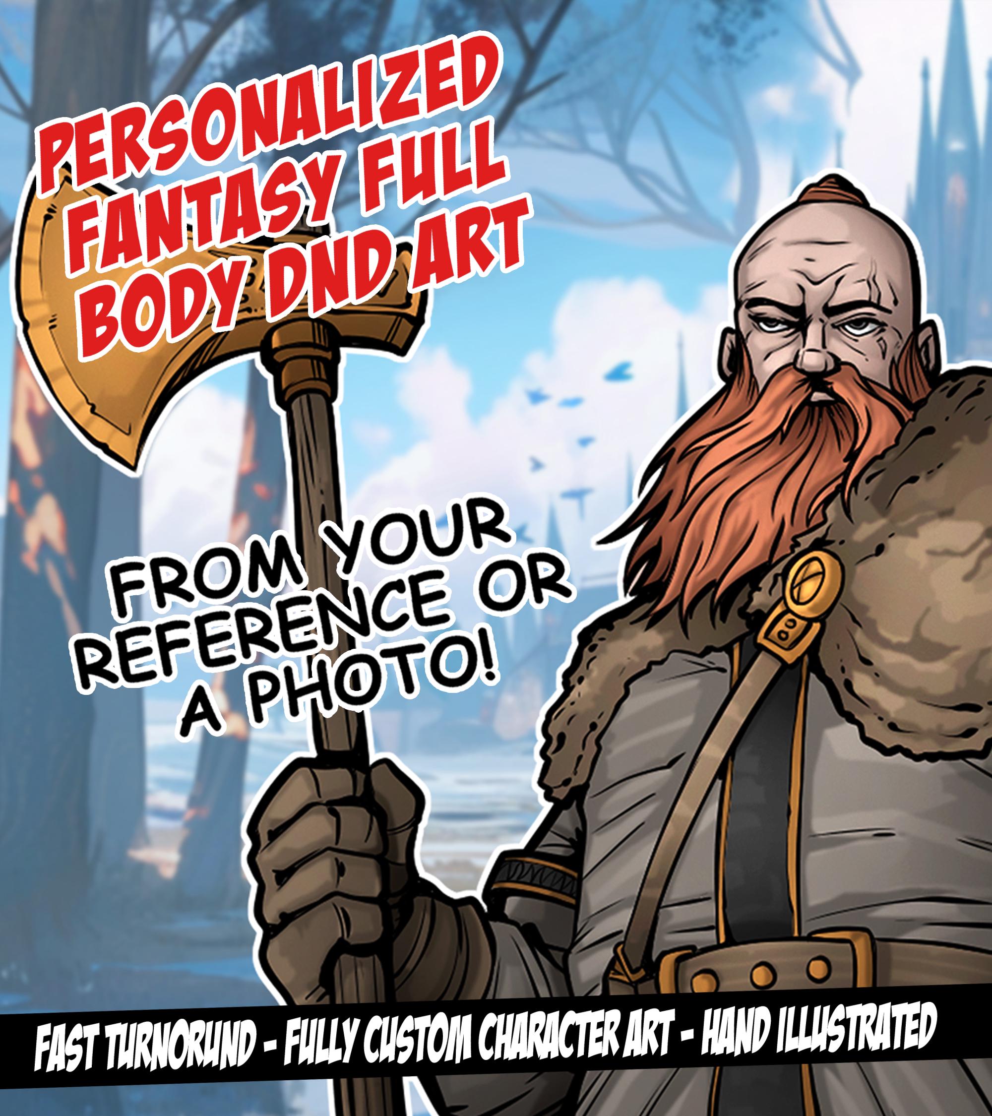 Personalized Fantasy Full Body Dnd Art | Custom DND RPG Character ...
