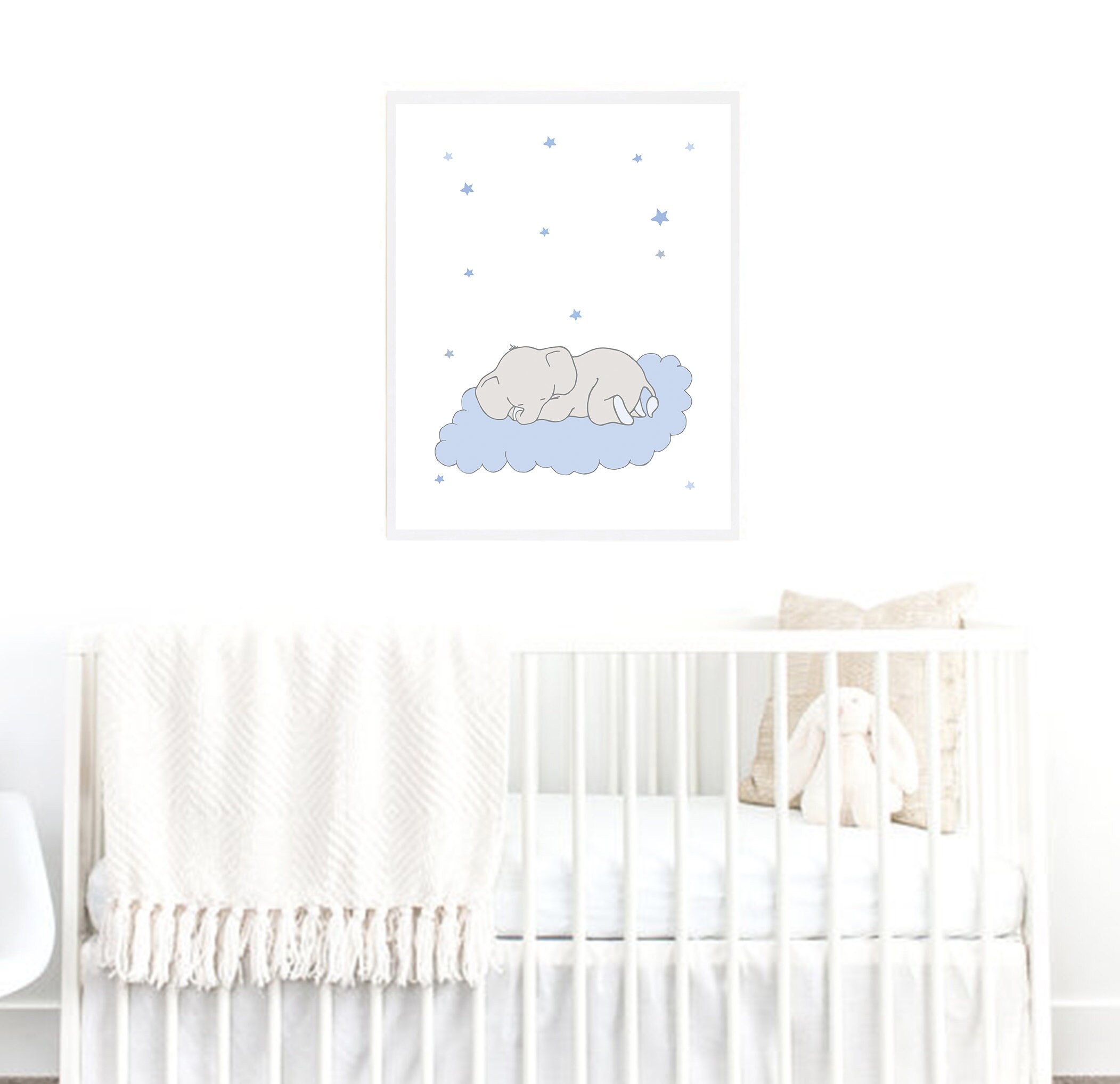 Children Art Boy Blue Nursery Decor Baby Elephant Boy Etsy