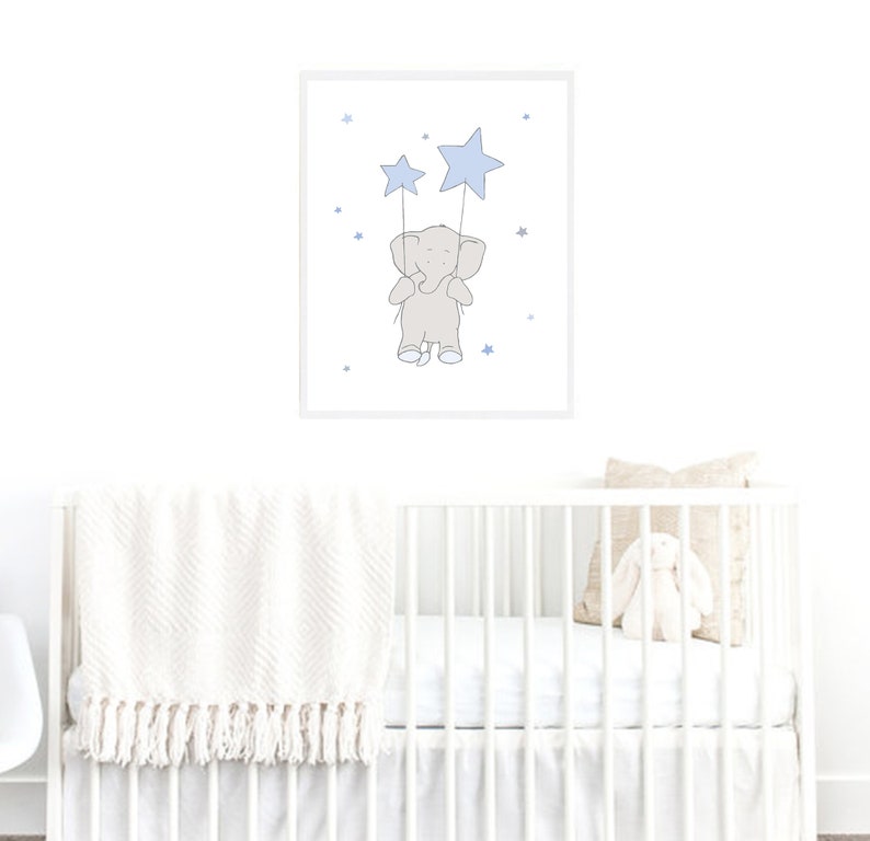 Baby Boy Decor Nursery Elephant Baby Boy Blue Decor Nursery Etsy
