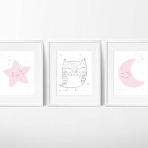 Owl Nursery Printable Decor Owl Baby Girl Pink Printable Nursery Art ...