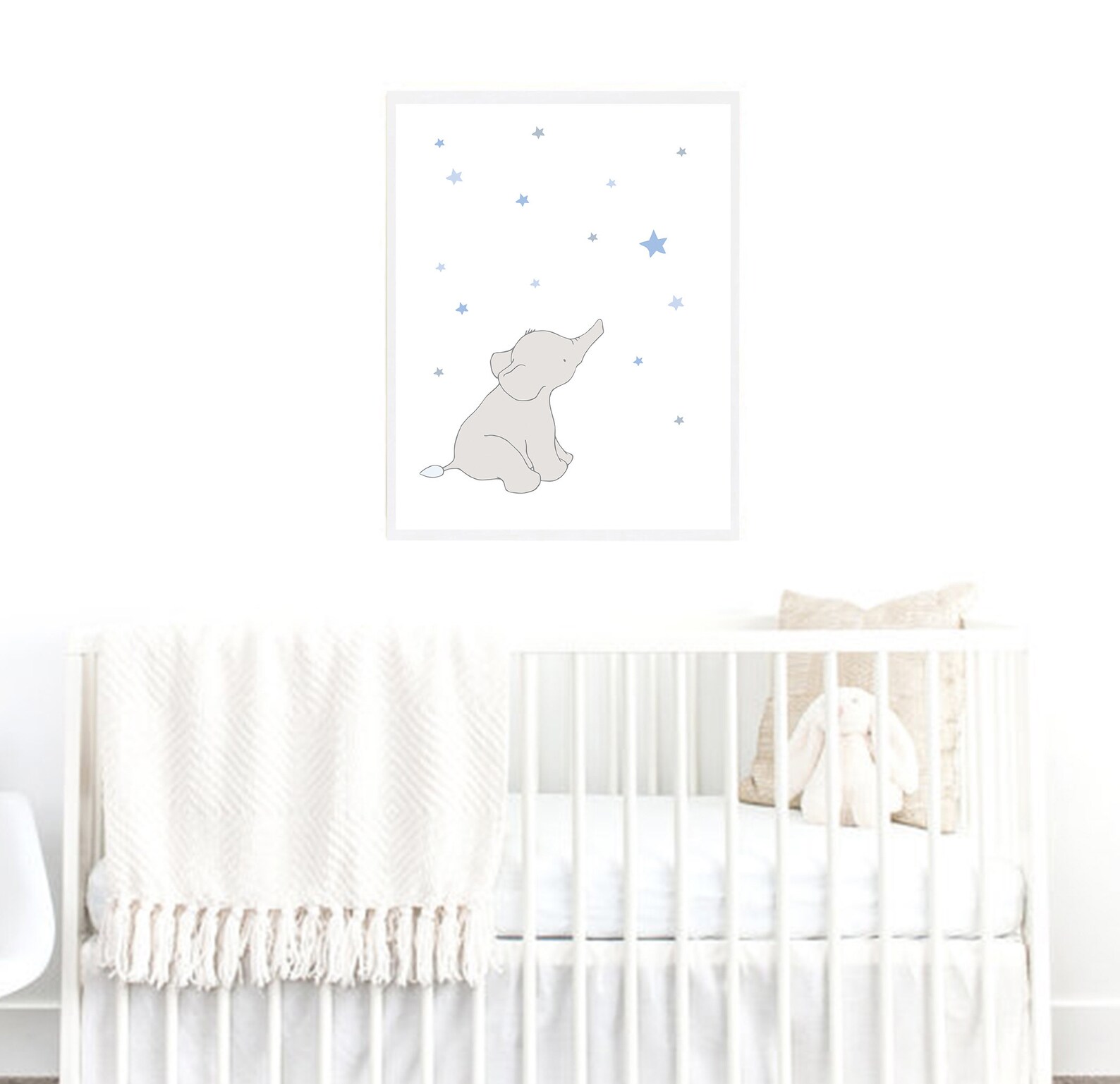 Blue Baby Boy Nursery Elephant Art Blue Baby Boy Nursery Decor Elephant