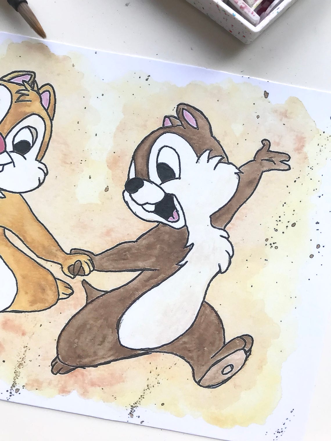 Disney Inspired Chip and Dale Chipmunks Watercolour Painting | Etsy