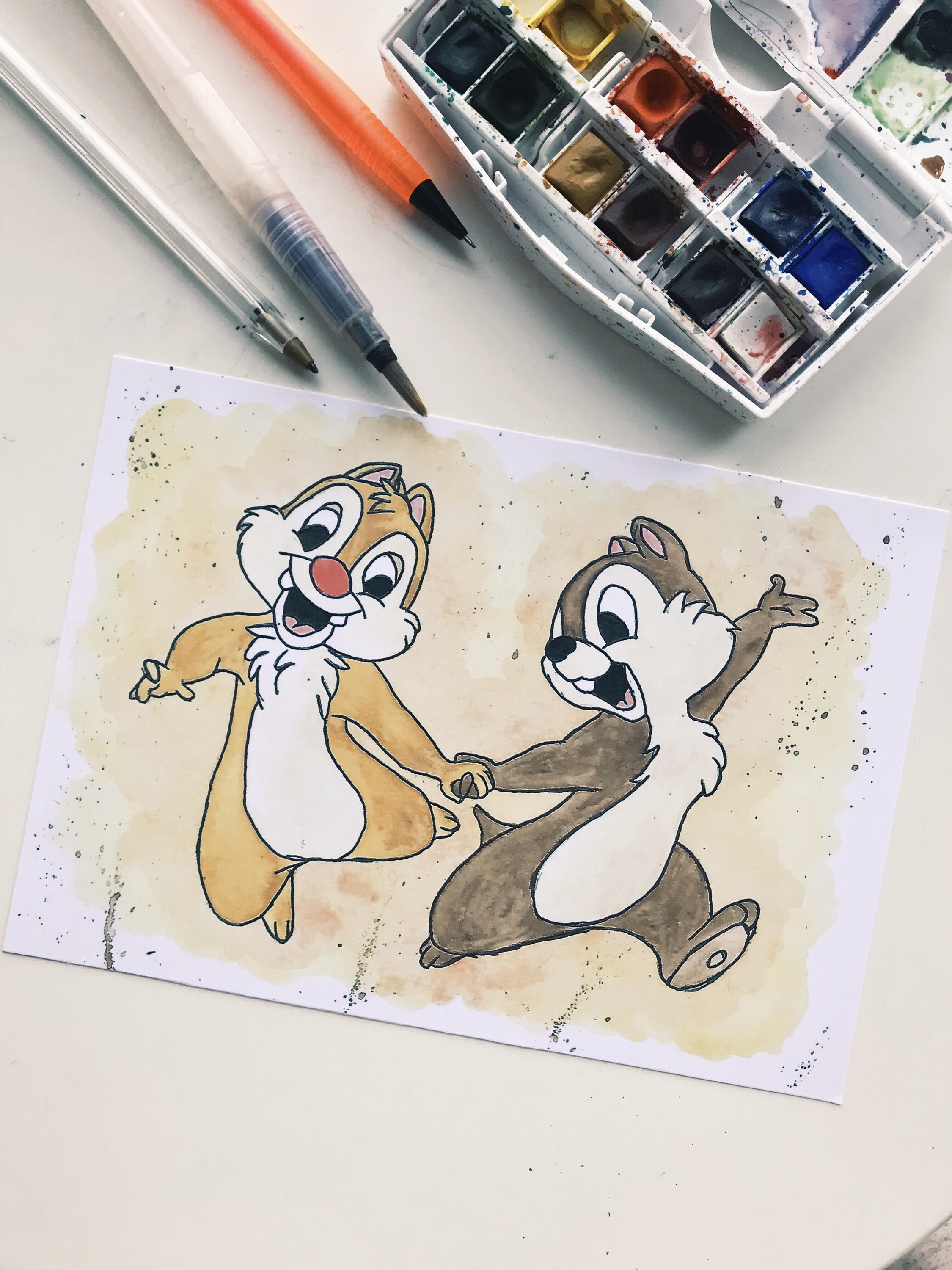 Disney's Chip and Dale Chipmunks Watercolour Painting | Etsy