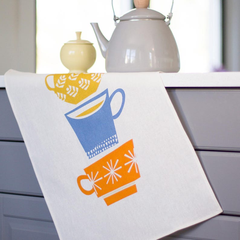 Organic Cotton and Linen Tea Towel Panels Cloud9 Fabrics British Invasion Rachel Cave Panels