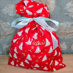 Sac cadeau de Noël,emballage cadeau tissu, pochette cadeau Noël,pochon Noël,sac cadeau en tissu, emballage cadeau zéro déchet, papier cadeau image 4