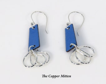 Enamel Daphne Blue Dangle Drop Sterling Silver Teardrop Earrings The Copper Mitten (ER133)