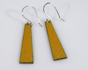 Pin Yellow Trapezoid Rustic Boho Hand Forged The Copper Mitten Earrings (ER 114)