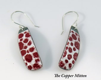 Scraffito Victorian Red Graphite Pencil Enameled Earrings The Copper Mitten (ER118)