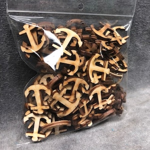 Custom Approximately 1 Inch x 1 Inch Wooden Craft Anchors Random Quantity and Random Sizes