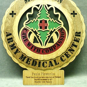 CUSTOM 12&quot; Wood - Army Madigan - with custom NAMEPLATE
