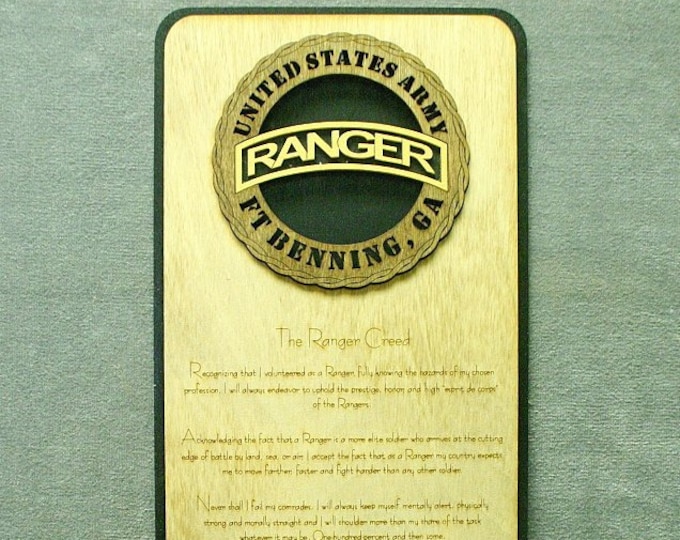 Custom Ranger Creed Plaque
