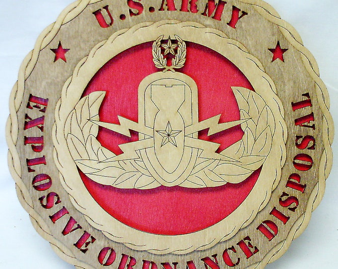 Custom 12" Wood Army Master Explosive Ordnance Disposal Wall Tribute - FREE SHIPPING