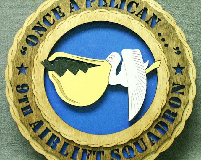 Custom 12" Wood US Air Force 9th Airlift Sq Wall Tribute - FREE SHIPPING