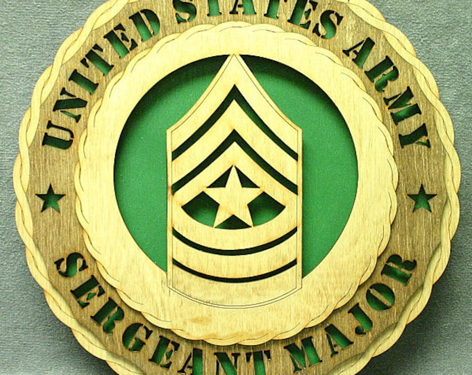 Custom 12" Wood US Army Sergeant Major Wall Tribute - FREE SHIPPING