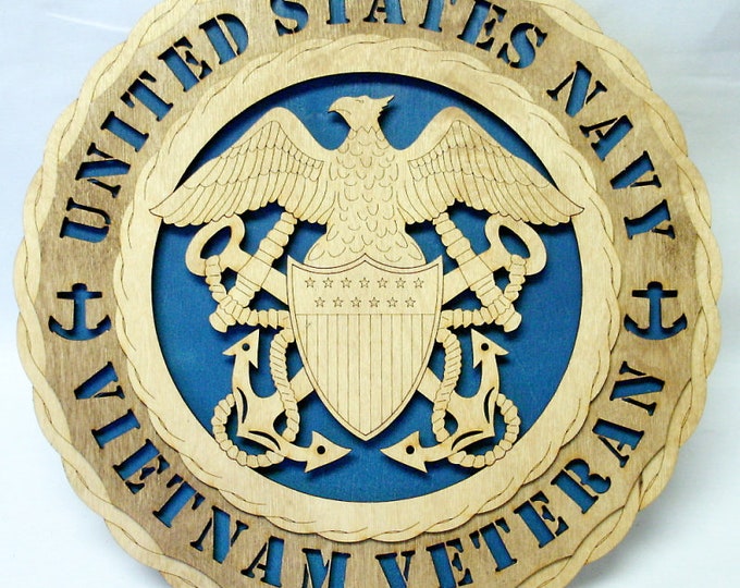 Custom 12" Wood US Navy Vietnam Veteran Tribute