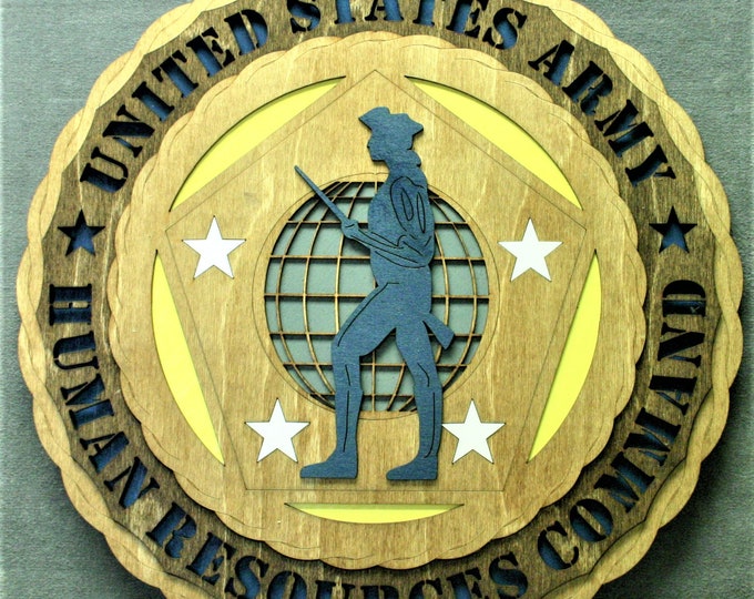 Custom 12" Wood Army Human Resources Command Wall Tribute - FREE SHIPPING