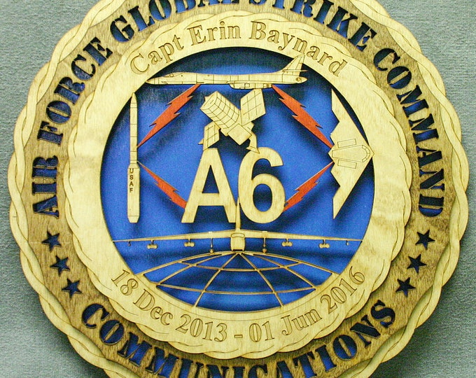 12" Wood US Air Force Global Strike Command A6 Communications Wall Tribute - FREE Shipping