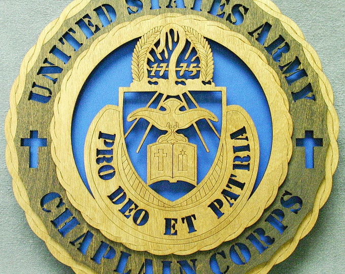 Custom 12" Wood US Army Chaplain Corps Wall Tribute - FREE SHIPPING