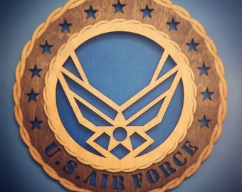 Custom Wood US Air Force Wall Plaque - 12" Tribute