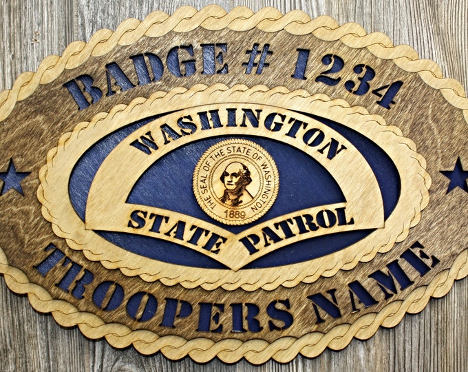 Washington State Police Wall Tribute - All 50 State Trooper Plaques Available !!!