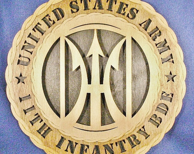 Custom 12" Wood US Army 11th Infantry Bde - Wall Tribute - FREE SHIPPING