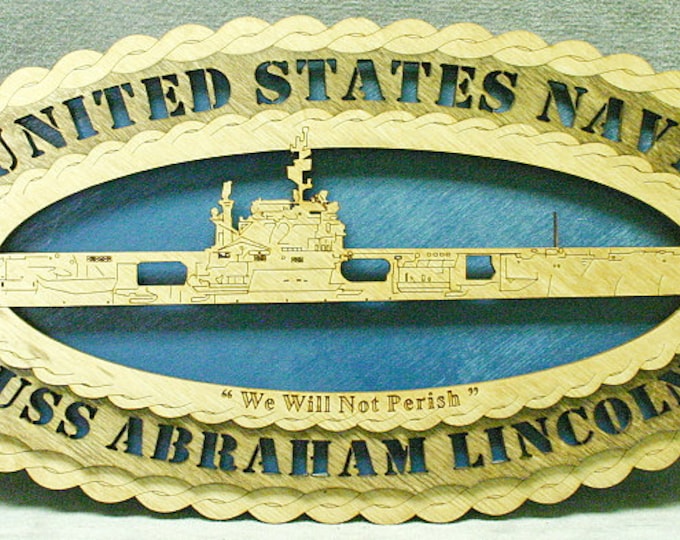 Custom 12" Wood Ship USS Abraham Lincoln Wall Tribute - Free Shipping