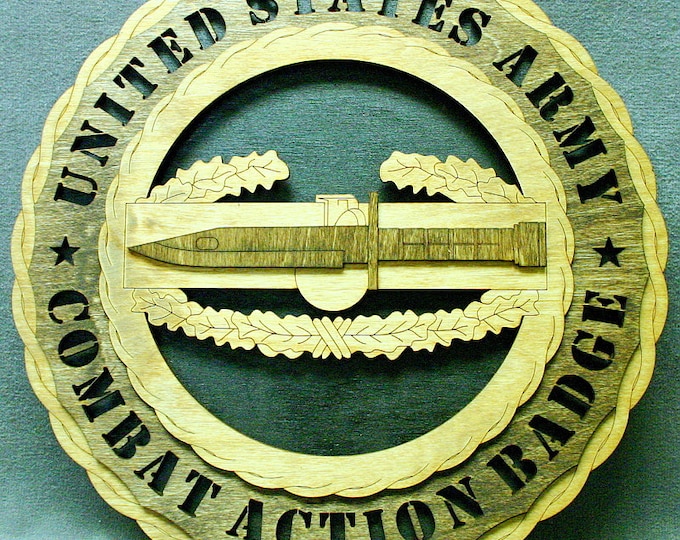 Custom 12" Wood US Army Combat Action Badge Wall Tribute - FREE SHIPPING
