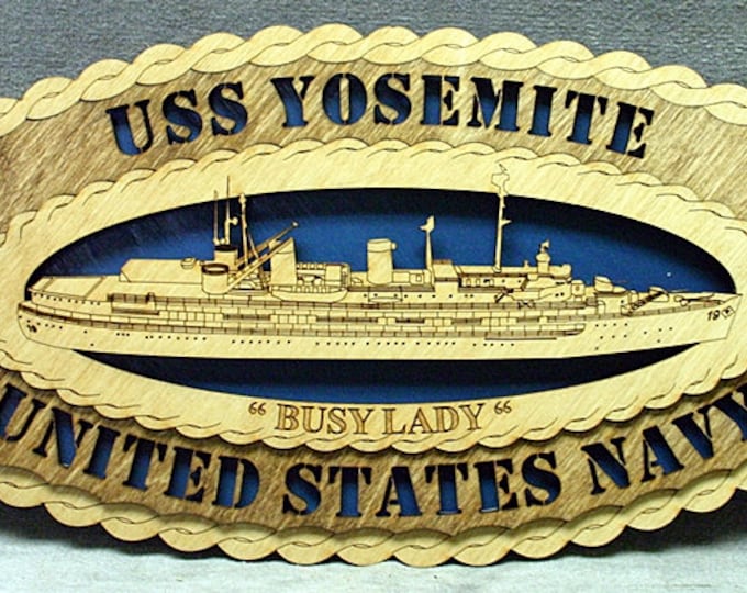 Custom 12" Wood Ship USS Yosemite AD-19 Wall Tribute - Free Shipping
