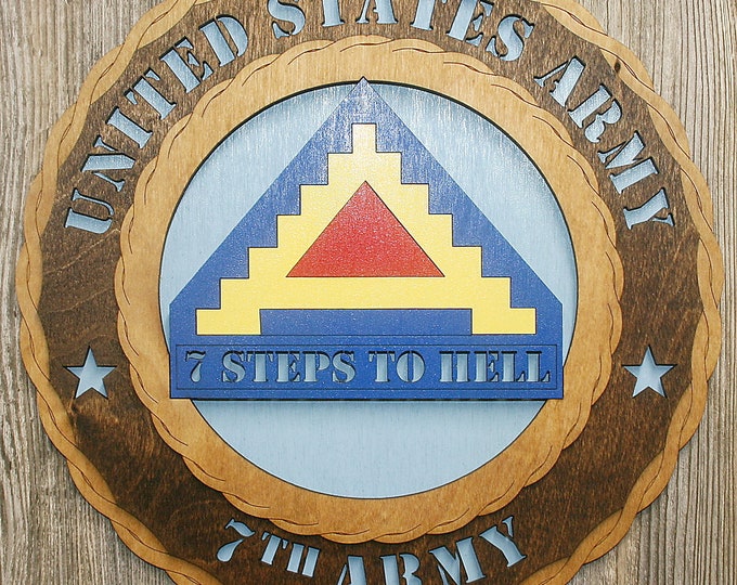 Custom 12" Wood US Army 7th Army Wall Tribute - FREE SHIPPING