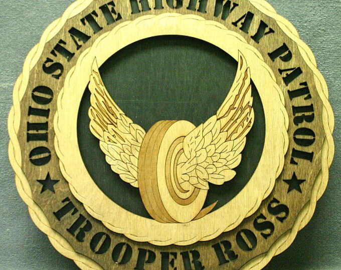 Custom 12" Wood Ohio State Highway Patrol Wall Tribute - FREE SHIPPING