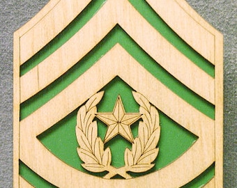 Custom Wood US Army Command Sergeant Major Rank Plaque (12")