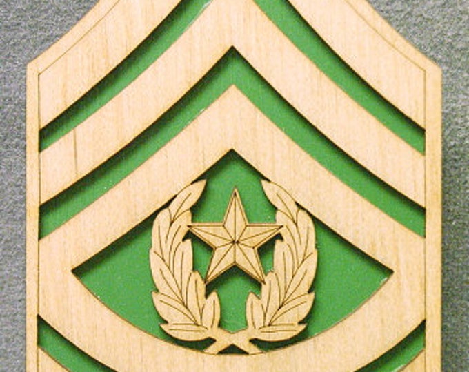 Custom 12" Wood US Army Command Sergeant Major Rank - FREE SHIPPING