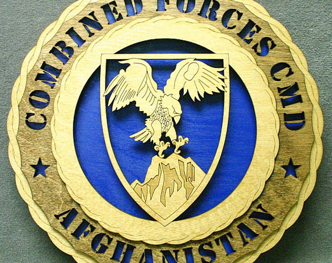Custom 12" Wood US Army Combined Forces Command Afghanistan Wall Tribute - Free Shipping