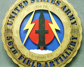 Custom 12" Wood 56th Field Artillery Wall Tribute - FREE SHIPPING