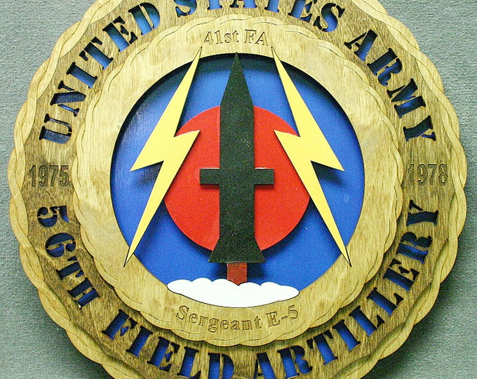 Custom 12" Wood 56th Field Artillery Wall Tribute - FREE SHIPPING