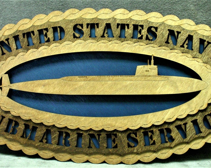 Custom 12" Wood US Navy Sub Service Ship Wall Tribute - FREE SHIPPING